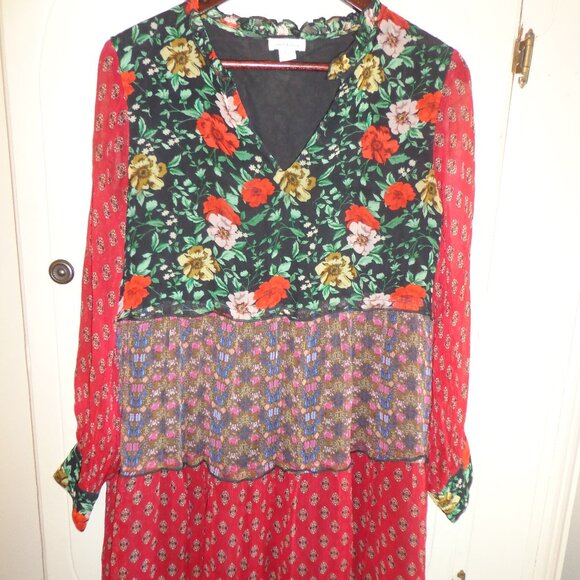 Sundance Dresses & Skirts - NWOT Sundance Tiered Floral Dress SP Lined Sheer Long Sleeves Multi